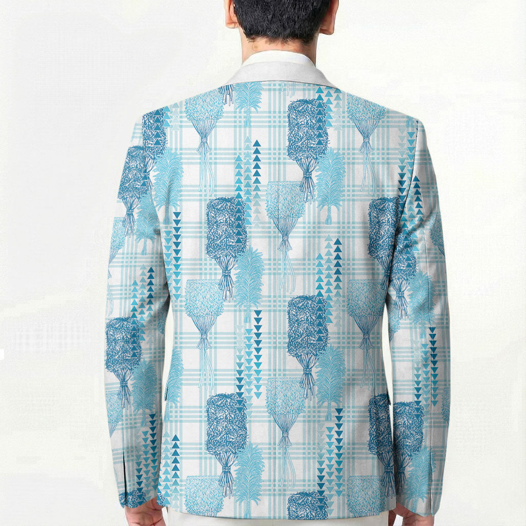 Aloha Hawaii Vintage Kahili Pa'a Lima Blazer Palaka Print Oceanic Turquoise LT7 - Polynesian Pride