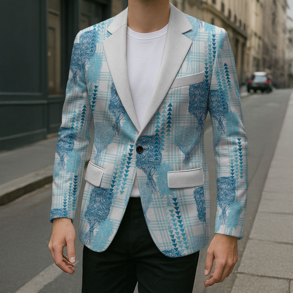 Aloha Hawaii Vintage Kahili Pa'a Lima Blazer Palaka Print Oceanic Turquoise LT7 - Polynesian Pride