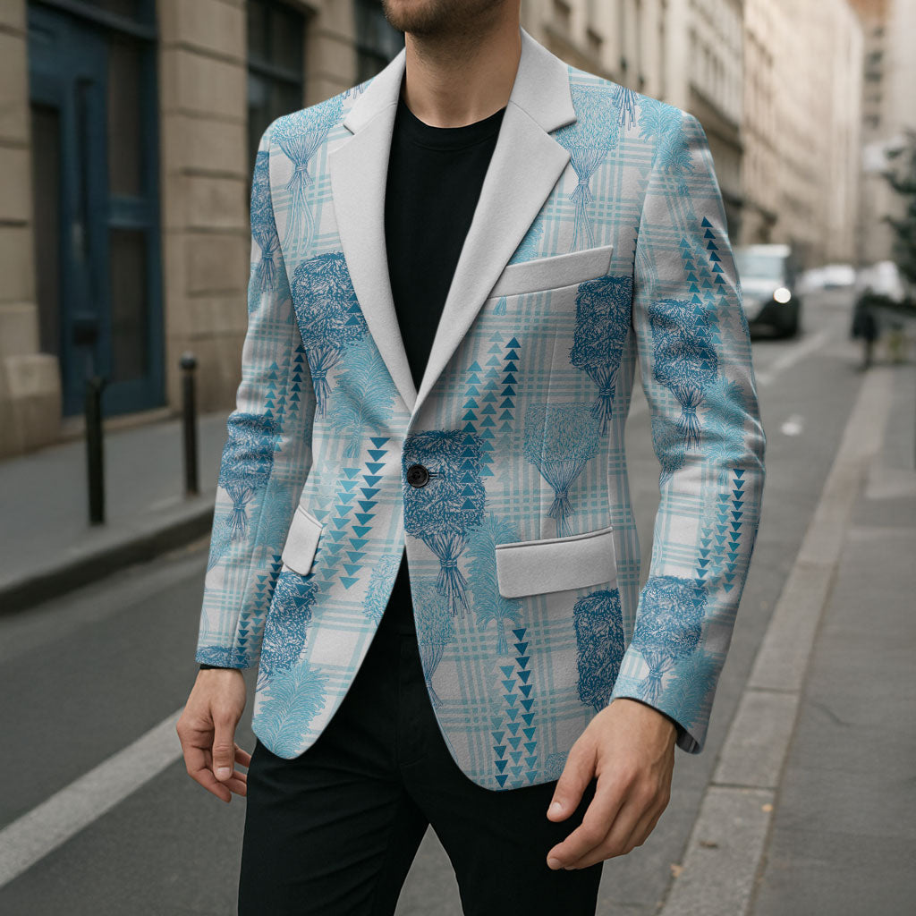 Aloha Hawaii Vintage Kahili Pa'a Lima Blazer Palaka Print Oceanic Turquoise LT7 - Polynesian Pride