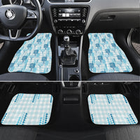 Aloha Hawaii Vintage Kahili Pa'a Lima Car Mats Palaka Print Oceanic Turquoise LT7 Set 4pcs Turquoise - Polynesian Pride