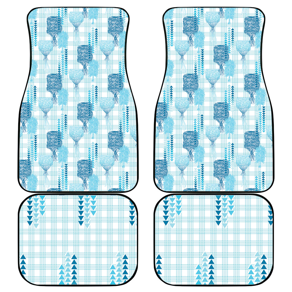 Aloha Hawaii Vintage Kahili Pa'a Lima Car Mats Palaka Print Oceanic Turquoise LT7 - Polynesian Pride