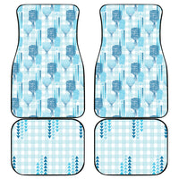 Aloha Hawaii Vintage Kahili Pa'a Lima Car Mats Palaka Print Oceanic Turquoise LT7 - Polynesian Pride