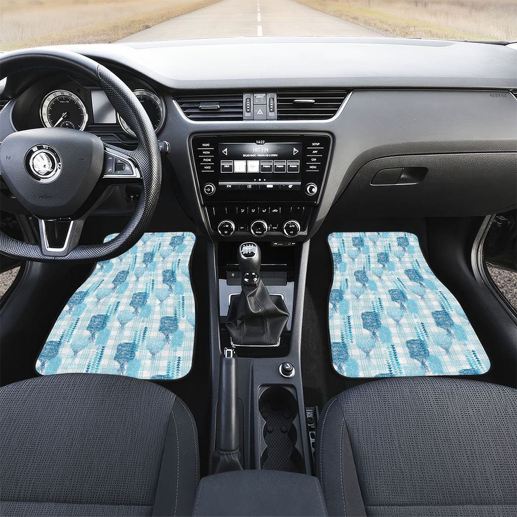 Aloha Hawaii Vintage Kahili Pa'a Lima Car Mats Palaka Print Oceanic Turquoise LT7 Set 2pcs - Front Turquoise - Polynesian Pride