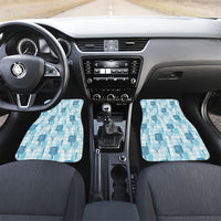 Aloha Hawaii Vintage Kahili Pa'a Lima Car Mats Palaka Print Oceanic Turquoise LT7 Set 2pcs - Front Turquoise - Polynesian Pride