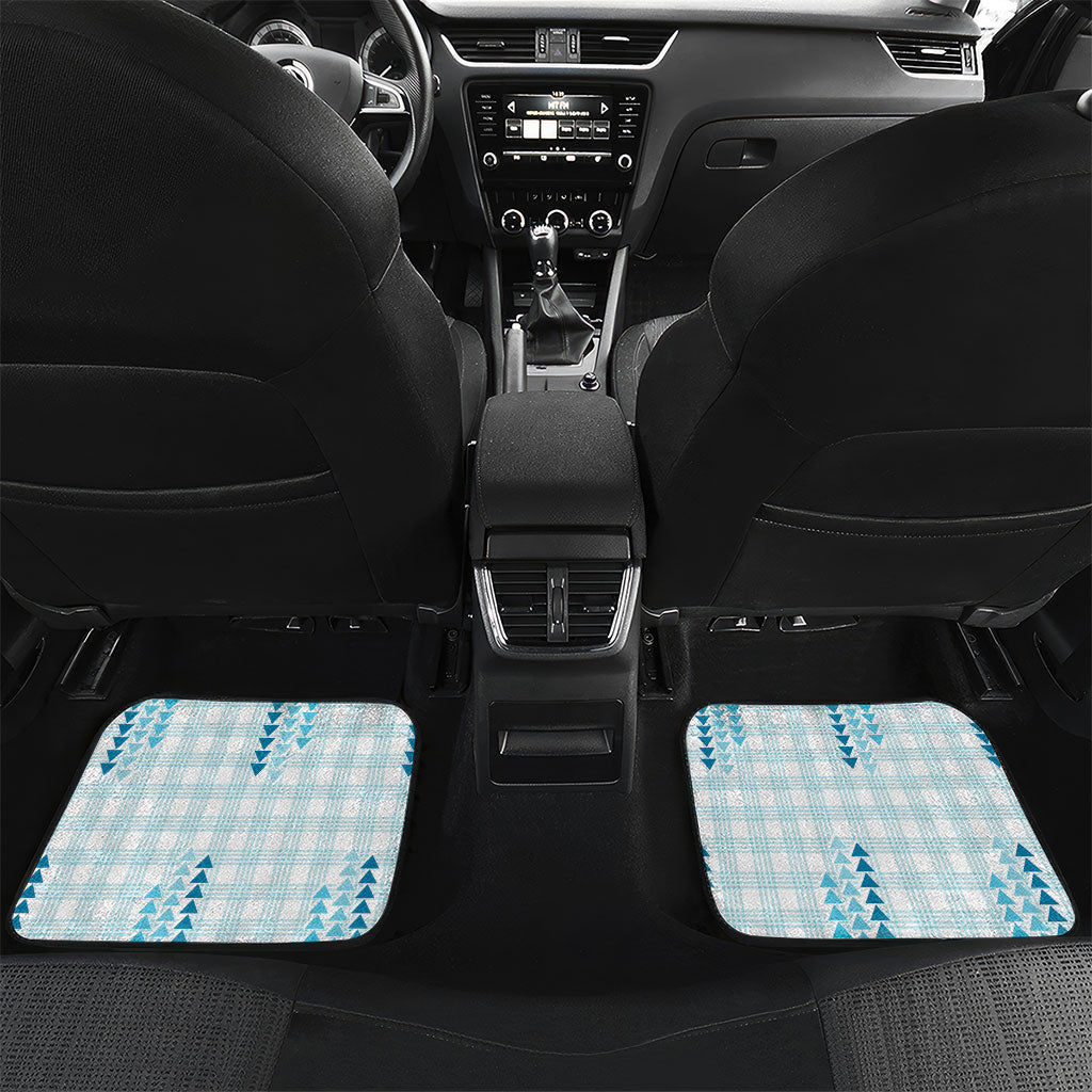 Aloha Hawaii Vintage Kahili Pa'a Lima Car Mats Palaka Print Oceanic Turquoise LT7 Set 2pcs - Back Turquoise - Polynesian Pride