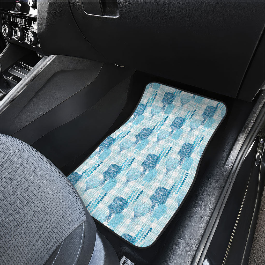 Aloha Hawaii Vintage Kahili Pa'a Lima Car Mats Palaka Print Oceanic Turquoise LT7 - Polynesian Pride