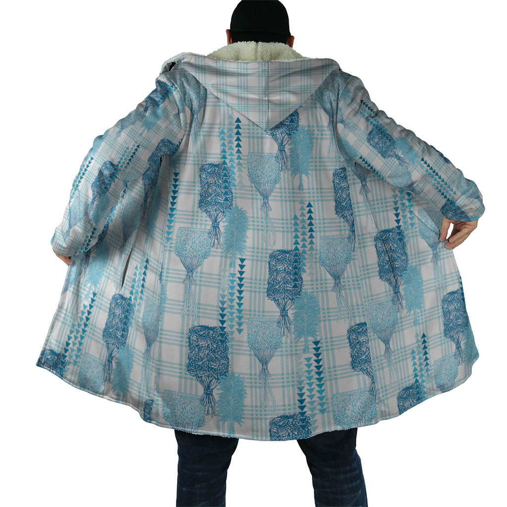 Aloha Hawaii Vintage Kahili Pa'a Lima Cloak Palaka Print Oceanic Turquoise LT7 - Polynesian Pride