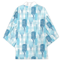 Aloha Hawaii Vintage Kahili Pa'a Lima Kimono Palaka Print Oceanic Turquoise LT7 - Polynesian Pride