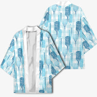 Aloha Hawaii Vintage Kahili Pa'a Lima Kimono Palaka Print Oceanic Turquoise LT7 - Polynesian Pride