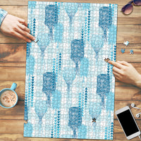 Aloha Hawaii Vintage Kahili Pa'a Lima Puzzle Palaka Print Oceanic Turquoise LT7 Turquoise - Polynesian Pride