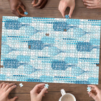 Aloha Hawaii Vintage Kahili Pa'a Lima Puzzle Palaka Print Oceanic Turquoise LT7 - Polynesian Pride