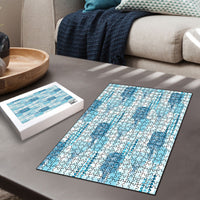 Aloha Hawaii Vintage Kahili Pa'a Lima Puzzle Palaka Print Oceanic Turquoise LT7 - Polynesian Pride