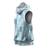 Aloha Hawaii Vintage Kahili Pa'a Lima Sleeveless Hoodie Palaka Print Oceanic Turquoise LT7 - Polynesian Pride