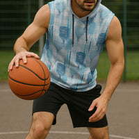 Aloha Hawaii Vintage Kahili Pa'a Lima Sleeveless Hoodie Palaka Print Oceanic Turquoise LT7 - Polynesian Pride
