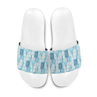 Aloha Hawaii Vintage Kahili Pa'a Lima Slide Sandals Palaka Print Oceanic Turquoise LT7 Turquoise - Polynesian Pride