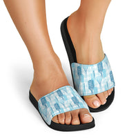 Aloha Hawaii Vintage Kahili Pa'a Lima Slide Sandals Palaka Print Oceanic Turquoise LT7 - Polynesian Pride