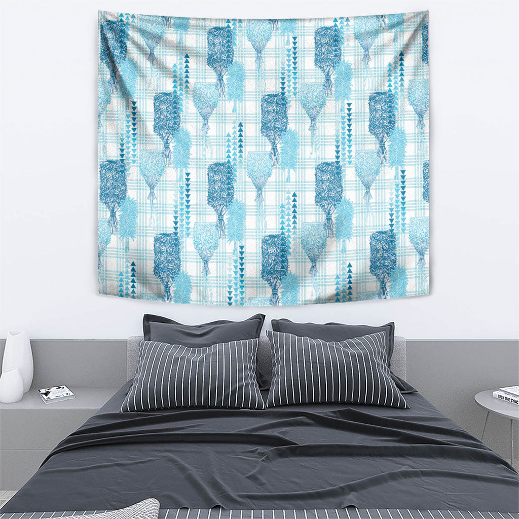 Aloha Hawaii Vintage Kahili Pa'a Lima Tapestry Palaka Print Oceanic Turquoise LT7 - Polynesian Pride