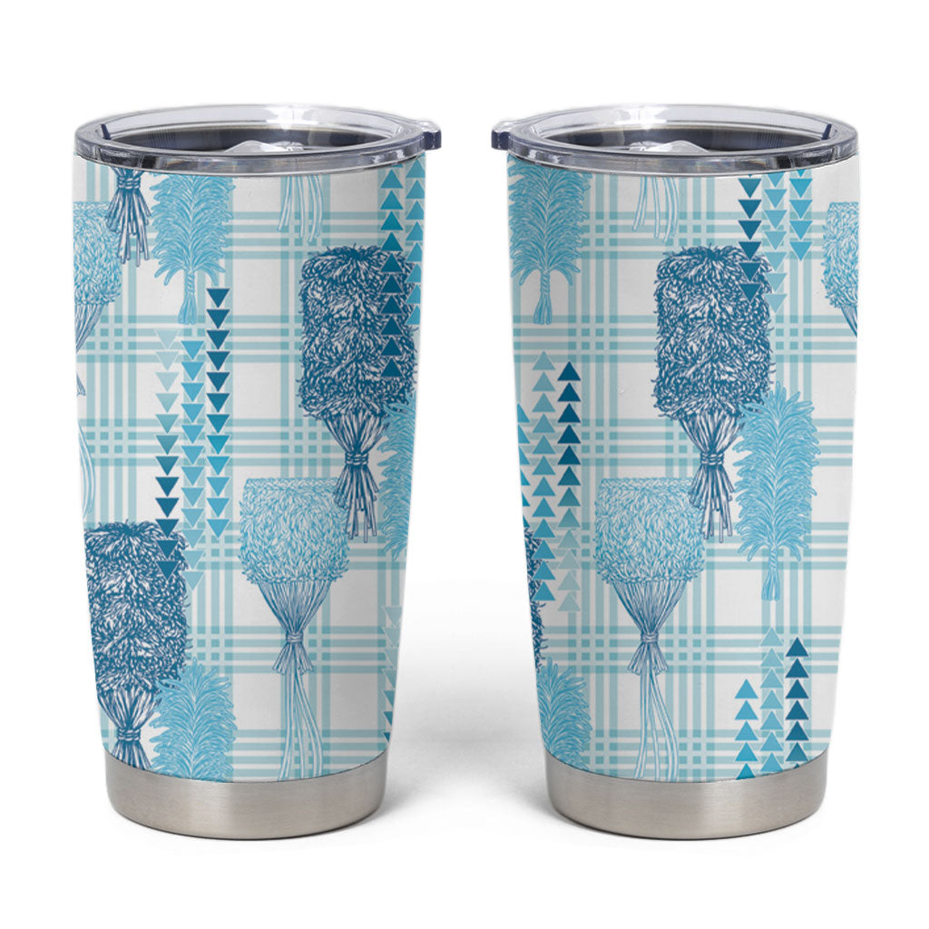 Aloha Hawaii Vintage Kahili Pa'a Lima Tumbler Cup Palaka Print Oceanic Turquoise LT7 Turquoise - Polynesian Pride