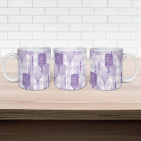 Aloha Hawaii Vintage Kahili Pa'a Lima Ceramic Mug Palaka Print Pastel Lavender LT7 - Polynesian Pride
