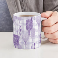 Aloha Hawaii Vintage Kahili Pa'a Lima Ceramic Mug Palaka Print Pastel Lavender LT7 - Polynesian Pride