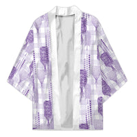 Aloha Hawaii Vintage Kahili Pa'a Lima Kimono Palaka Print Pastel Lavender LT7 Unisex Lavender - Polynesian Pride