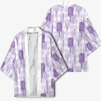 Aloha Hawaii Vintage Kahili Pa'a Lima Kimono Palaka Print Pastel Lavender LT7 - Polynesian Pride