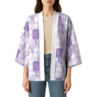 Aloha Hawaii Vintage Kahili Pa'a Lima Kimono Palaka Print Pastel Lavender LT7 - Polynesian Pride
