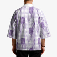 Aloha Hawaii Vintage Kahili Pa'a Lima Kimono Palaka Print Pastel Lavender LT7 - Polynesian Pride