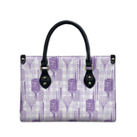 Aloha Hawaii Vintage Kahili Pa'a Lima Leather Bag Palaka Print Pastel Lavender LT7 - Polynesian Pride