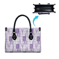 Aloha Hawaii Vintage Kahili Pa'a Lima Leather Bag Palaka Print Pastel Lavender LT7 - Polynesian Pride