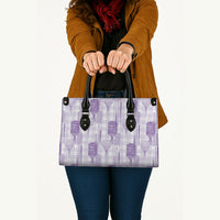 Aloha Hawaii Vintage Kahili Pa'a Lima Leather Bag Palaka Print Pastel Lavender LT7 - Polynesian Pride