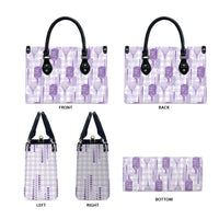 Aloha Hawaii Vintage Kahili Pa'a Lima Leather Bag Palaka Print Pastel Lavender LT7 - Polynesian Pride