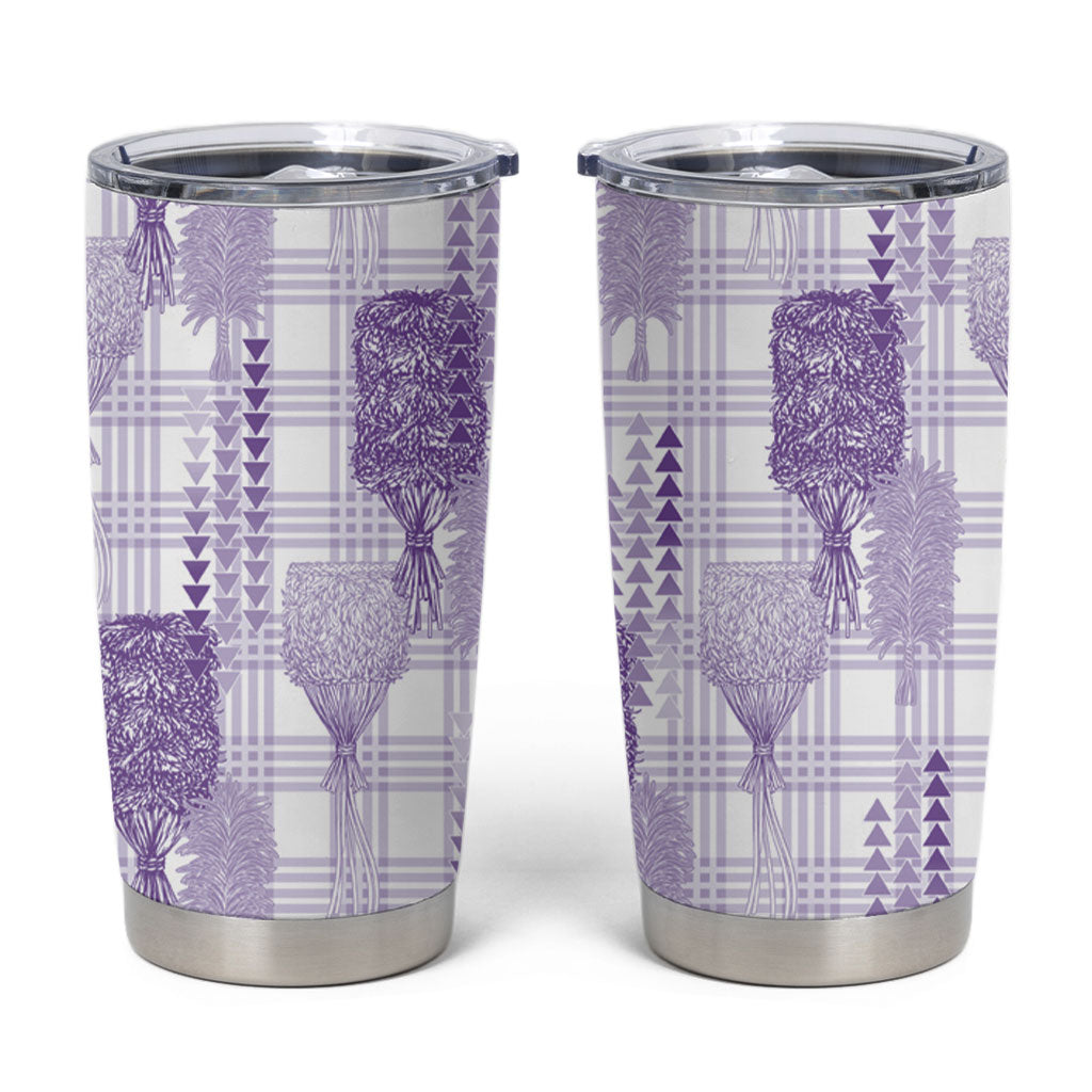 Aloha Hawaii Vintage Kahili Pa'a Lima Tumbler Cup Palaka Print Pastel Lavender LT7 Lavender - Polynesian Pride