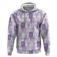Aloha Hawaii Vintage Kahili Pa'a Lima Zip Hoodie Palaka Print Pastel Lavender LT7 Pullover Hoodie Lavender - Polynesian Pride