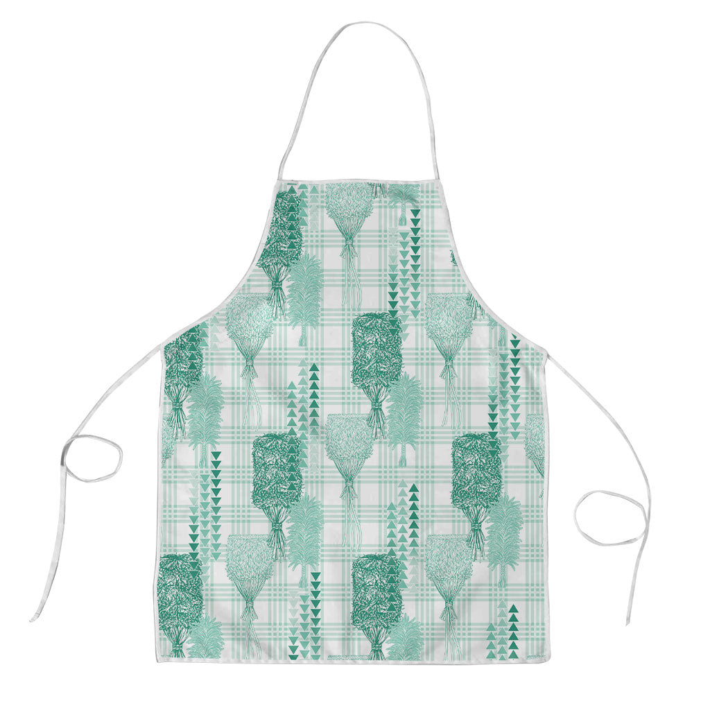 Aloha Hawaii Vintage Kahili Pa'a Lima Apron Palaka Print Mossy Teal LT7 Mossy Teal - Polynesian Pride