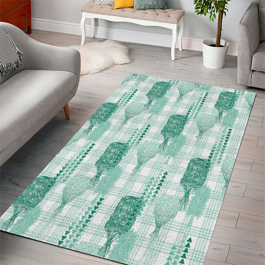 Aloha Hawaii Vintage Kahili Pa'a Lima Area Rug Palaka Print Mossy Teal LT7 - Polynesian Pride