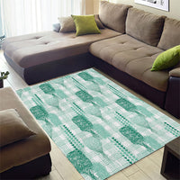 Aloha Hawaii Vintage Kahili Pa'a Lima Area Rug Palaka Print Mossy Teal LT7 - Polynesian Pride