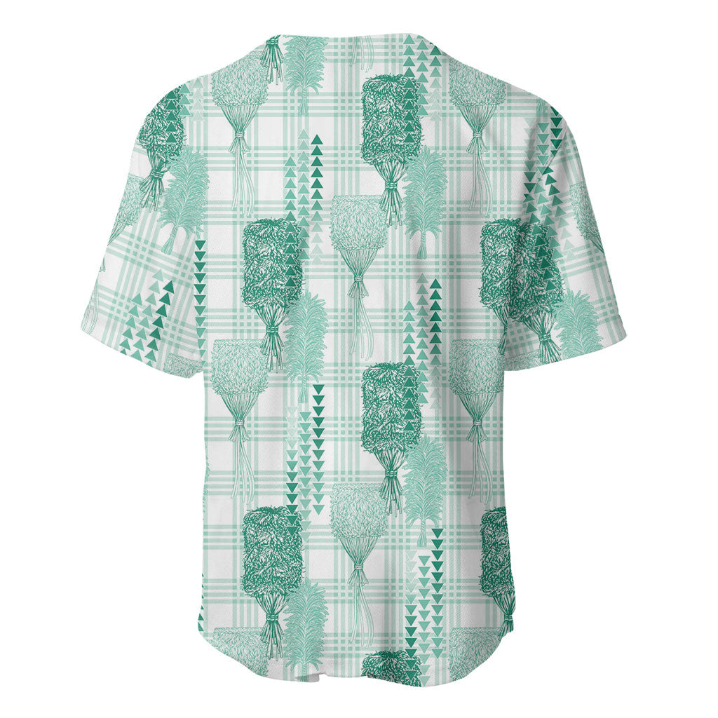 Aloha Hawaii Vintage Kahili Pa'a Lima Baseball Jersey Palaka Print Mossy Teal LT7 - Polynesian Pride