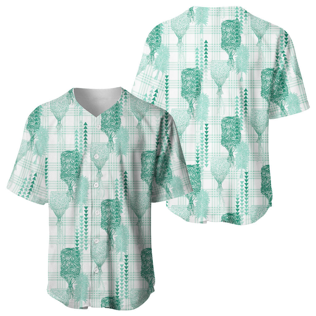 Aloha Hawaii Vintage Kahili Pa'a Lima Baseball Jersey Palaka Print Mossy Teal LT7 - Polynesian Pride