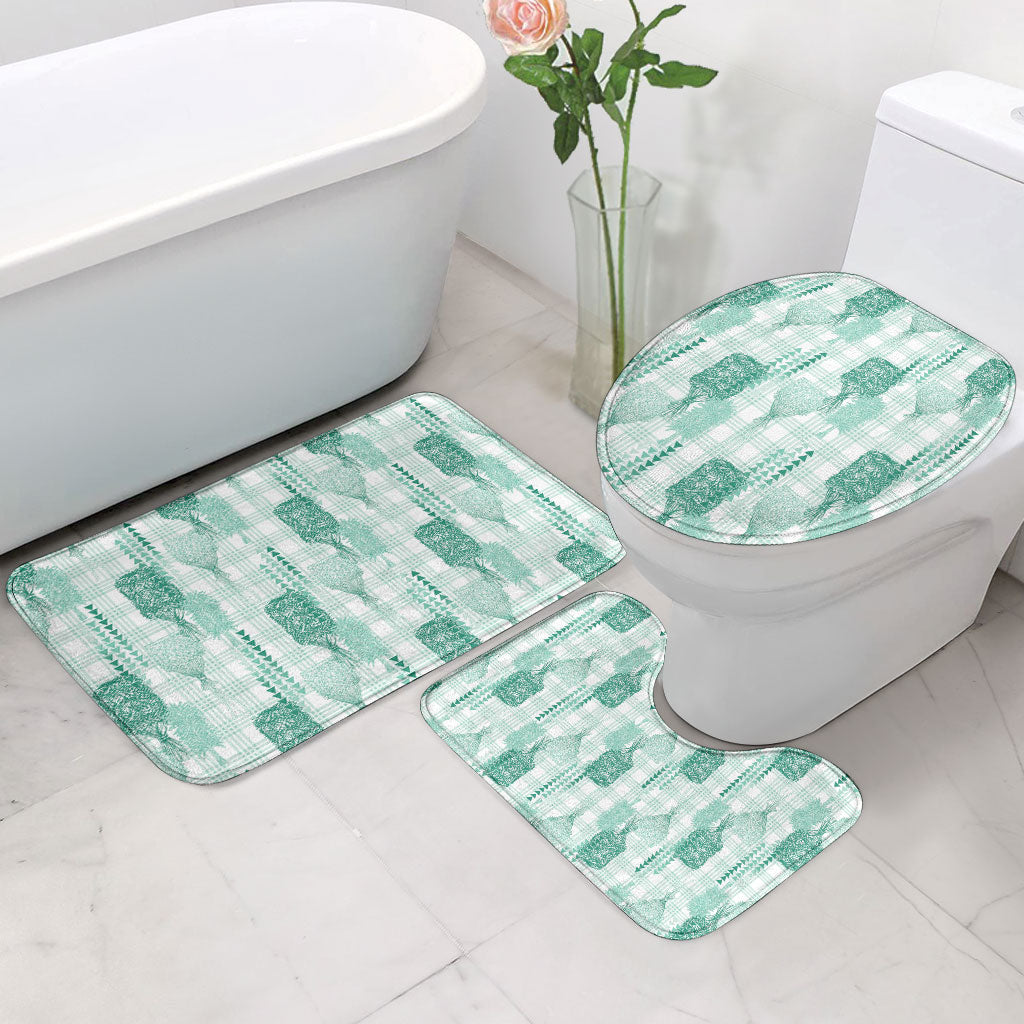 Aloha Hawaii Vintage Kahili Pa'a Lima Bathroom Set Palaka Print Mossy Teal LT7 - Polynesian Pride