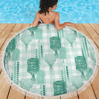 Aloha Hawaii Vintage Kahili Pa'a Lima Beach Blanket Palaka Print Mossy Teal LT7 - Polynesian Pride