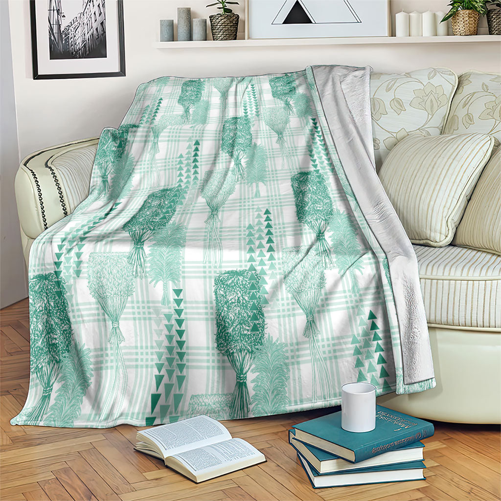 Aloha Hawaii Vintage Kahili Pa'a Lima Blanket Palaka Print Mossy Teal LT7 Mossy Teal - Polynesian Pride