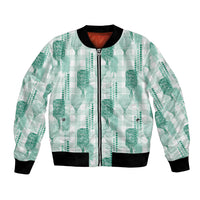 Aloha Hawaii Vintage Kahili Pa'a Lima Bomber Jacket Palaka Print Mossy Teal LT7 Unisex Mossy Teal - Polynesian Pride