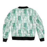 Aloha Hawaii Vintage Kahili Pa'a Lima Bomber Jacket Palaka Print Mossy Teal LT7 - Polynesian Pride
