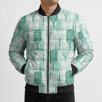 Aloha Hawaii Vintage Kahili Pa'a Lima Bomber Puffer Jacket Palaka Print Mossy Teal LT7 - Polynesian Pride