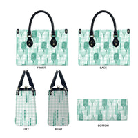 Aloha Hawaii Vintage Kahili Pa'a Lima Leather Bag Palaka Print Mossy Teal LT7 - Polynesian Pride