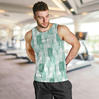 Aloha Hawaii Vintage Kahili Pa'a Lima Men Tank Top Palaka Print Mossy Teal LT7 Mossy Teal - Polynesian Pride