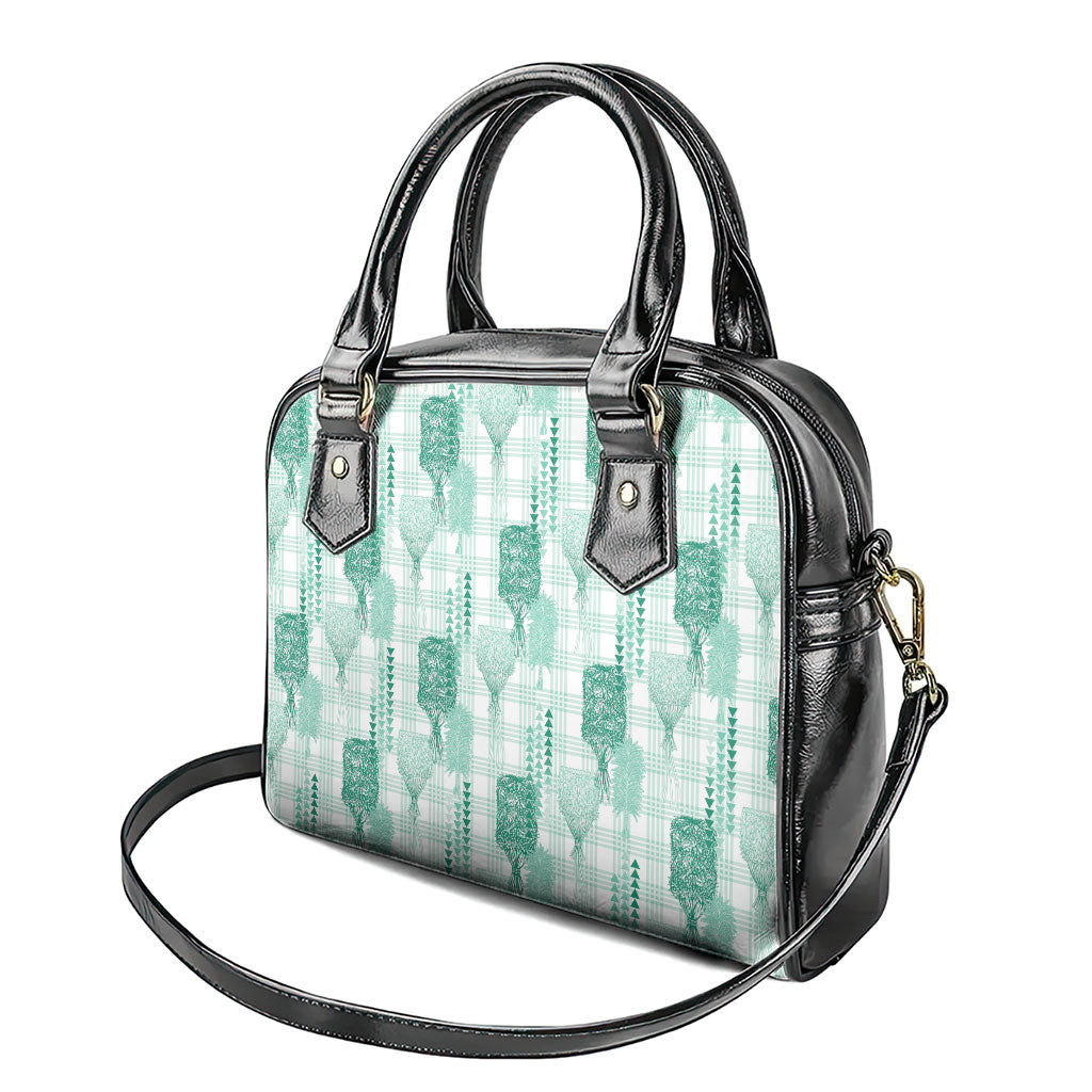 Aloha Hawaii Vintage Kahili Pa'a Lima Shoulder Handbag Palaka Print Mossy Teal LT7 - Polynesian Pride