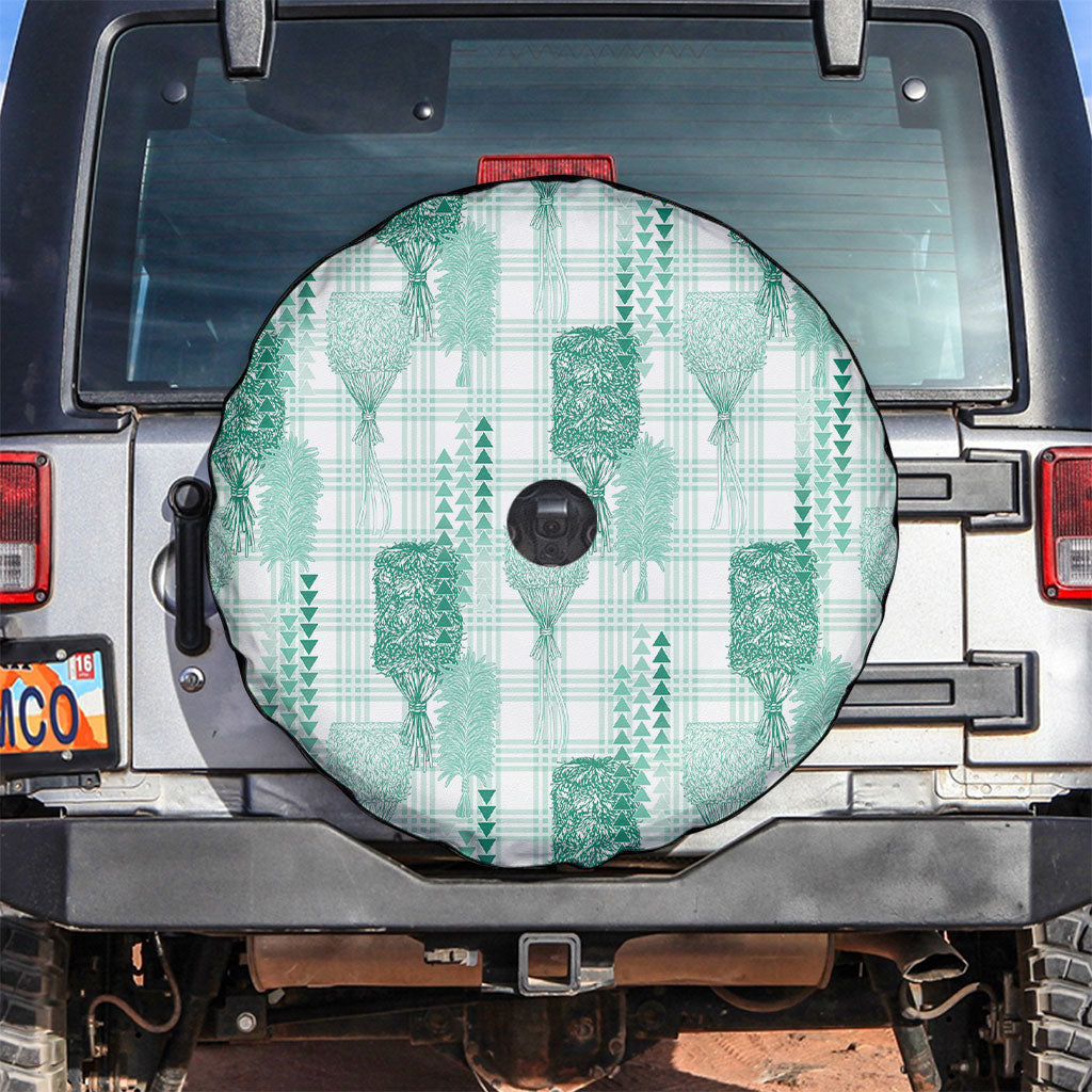 Aloha Hawaii Vintage Kahili Pa'a Lima Spare Tire Cover Palaka Print Mossy Teal LT7 Mossy Teal - Polynesian Pride