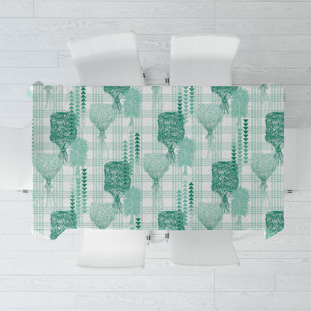 Aloha Hawaii Vintage Kahili Pa'a Lima Tablecloth Palaka Print Mossy Teal LT7 Mossy Teal - Polynesian Pride